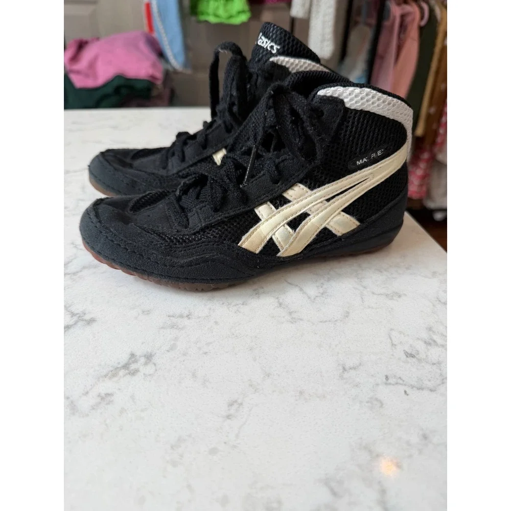 Asics Matflex Kids Wrestling Shoes Black White Gum CY727 Size 1Y US